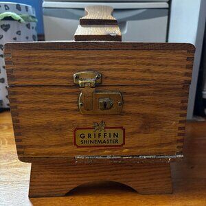 Vintage Griffin Shinemaster Wooden Shoe Shine Box Shoe Caddie & Accessories